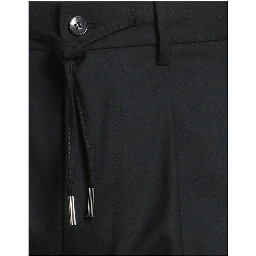 Black Elastane Casual Pants
