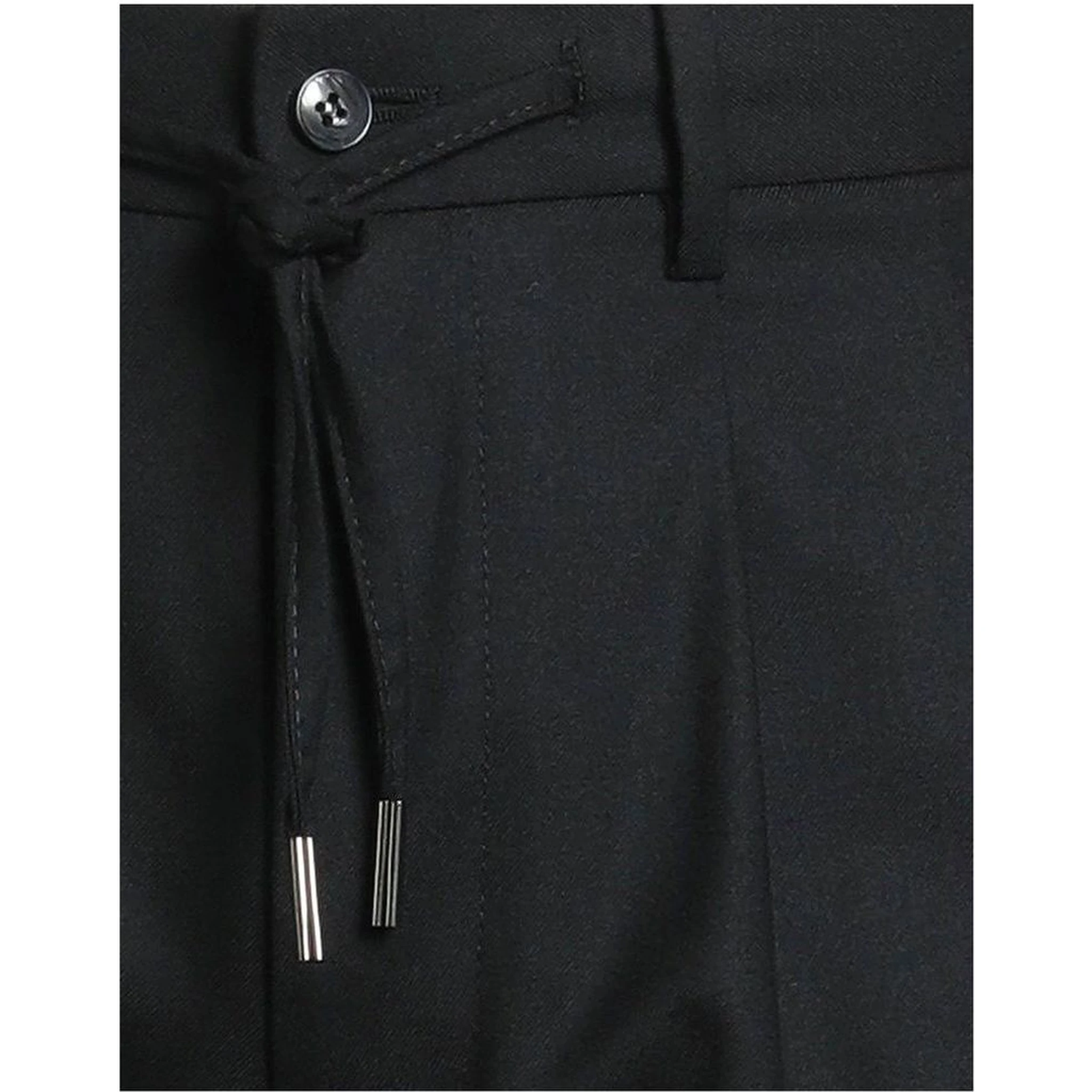 Black Elastane Casual Pants