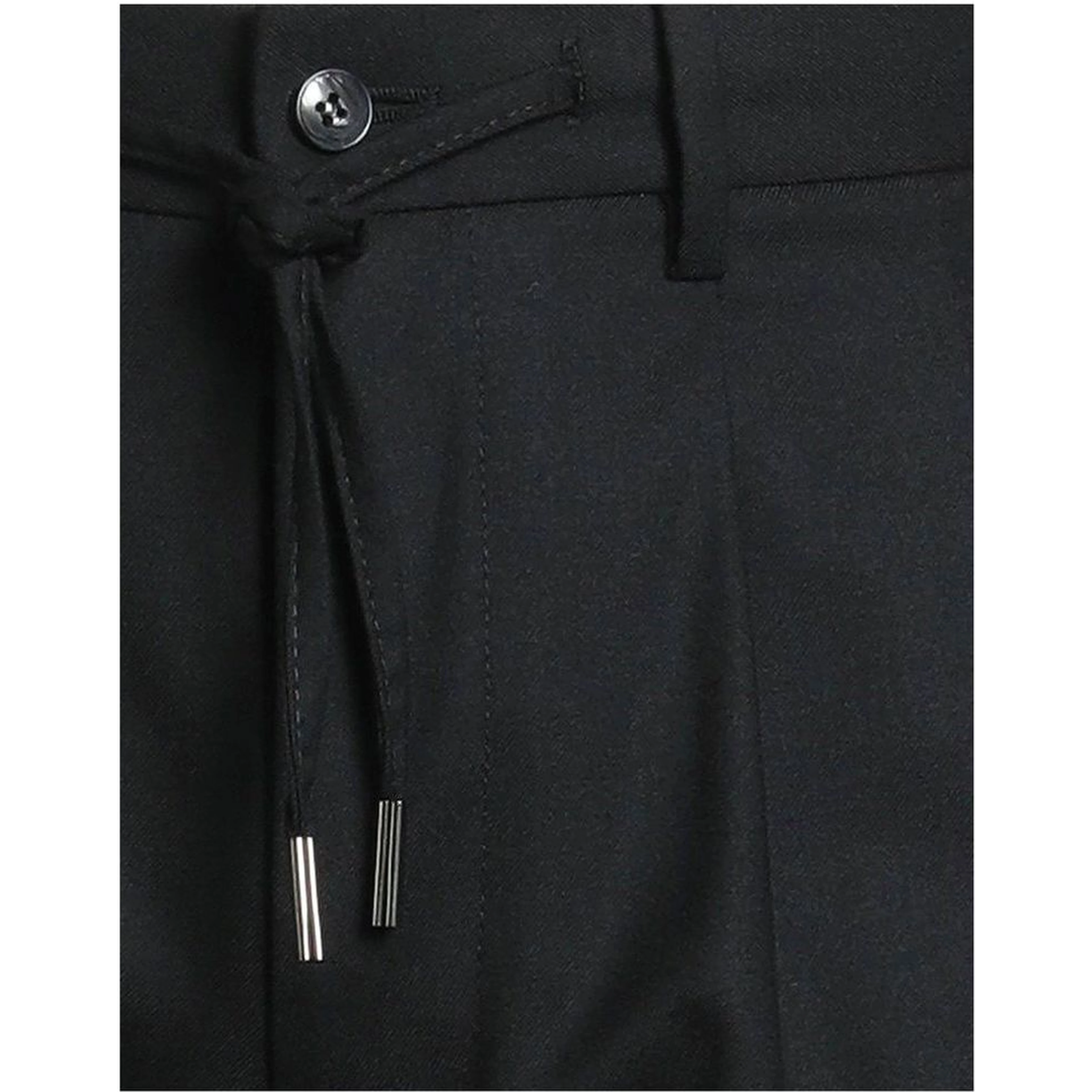 Black Elastane Casual Pants