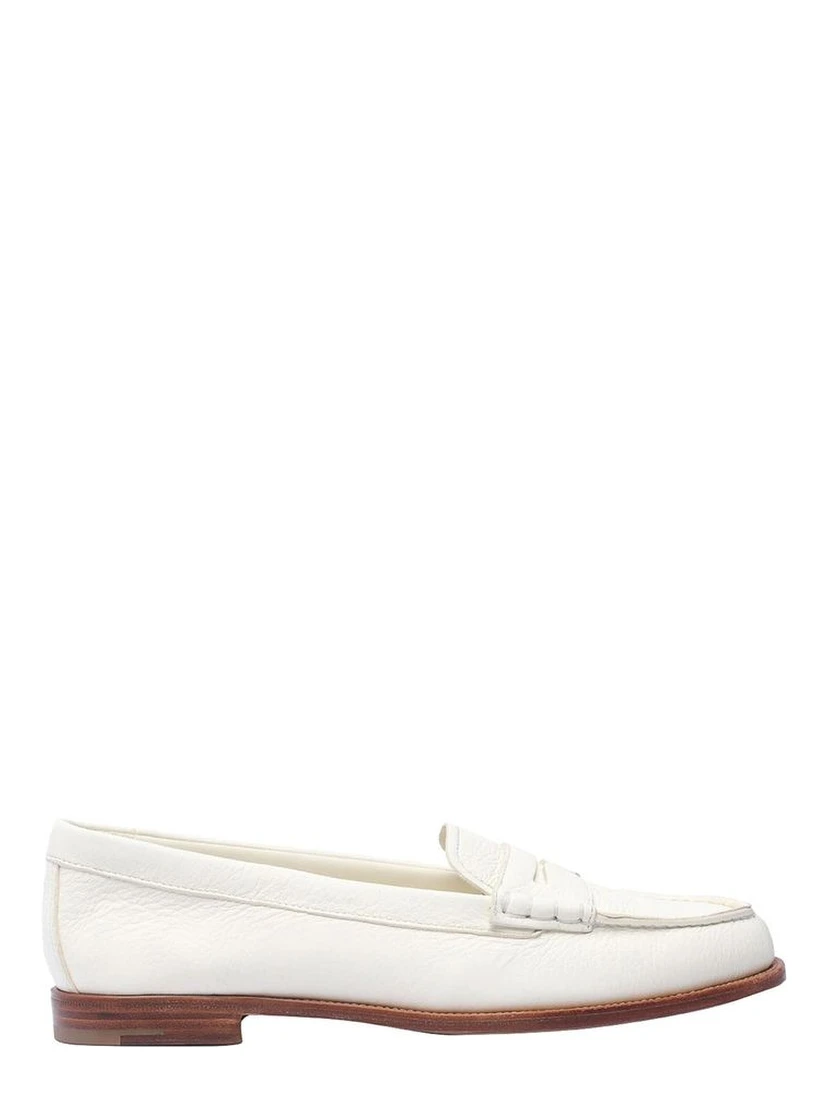 White Calfskin Slip-On Loafers