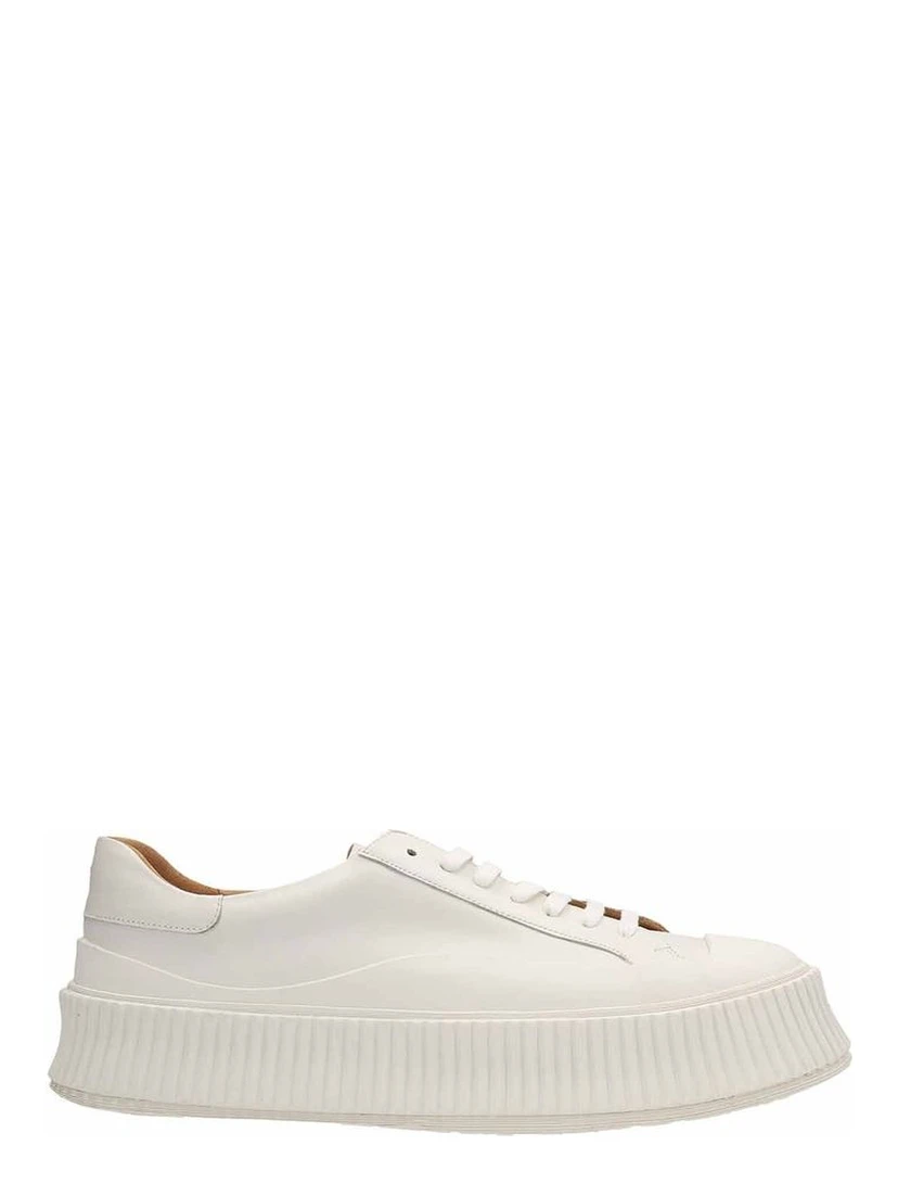 White Calfskin Platform Sneakers