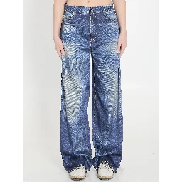 Printed pants jeans effect