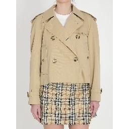 Cropped trench jacket in gabardine