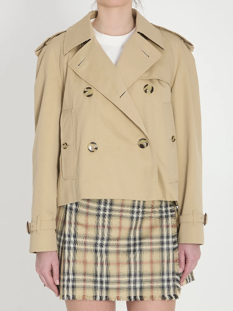Cropped trench jacket in gabardine