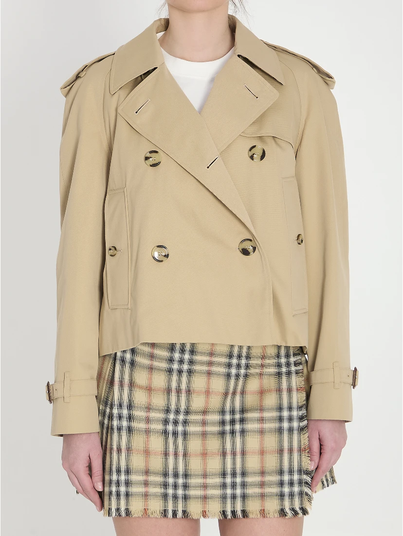 Cropped trench jacket in gabardine