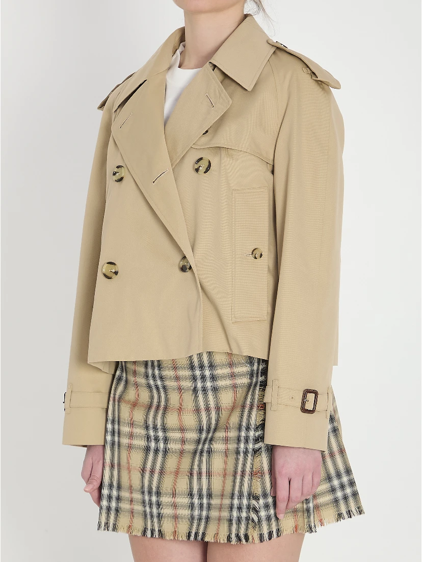 Cropped trench jacket in gabardine