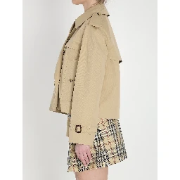 Cropped trench jacket in gabardine