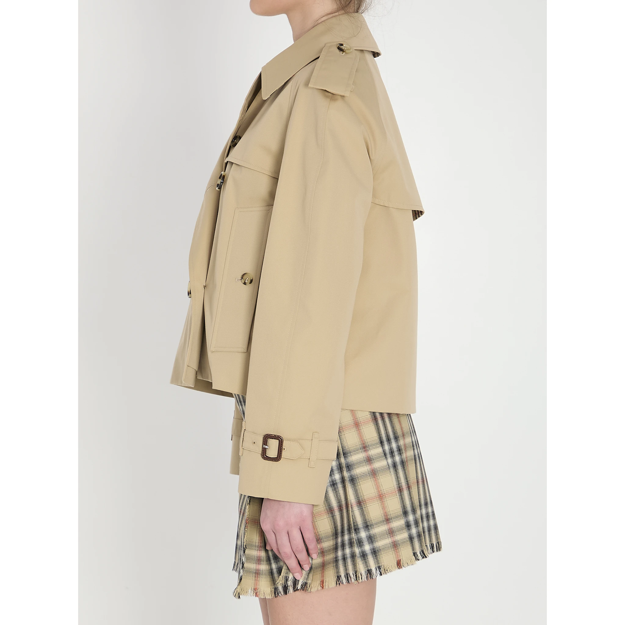 Cropped trench jacket in gabardine