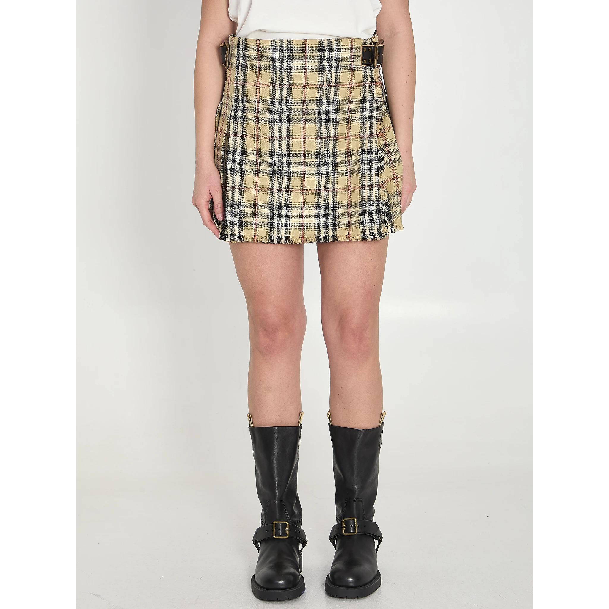 Mini check wool kilt
