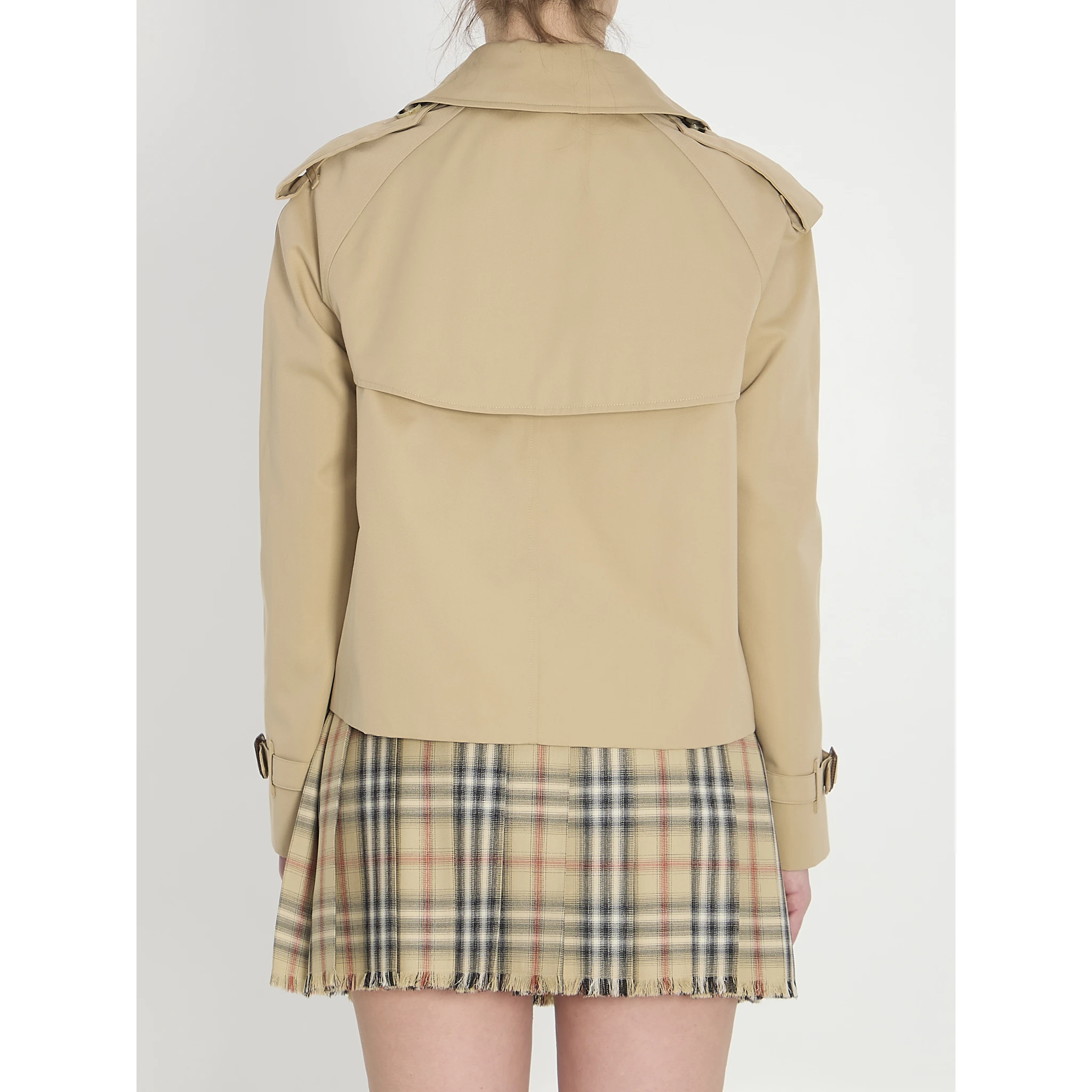 Cropped trench jacket in gabardine