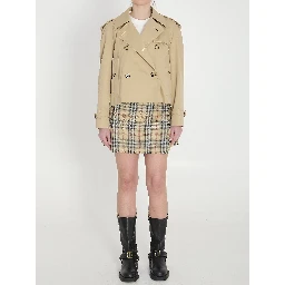 Cropped trench jacket in gabardine