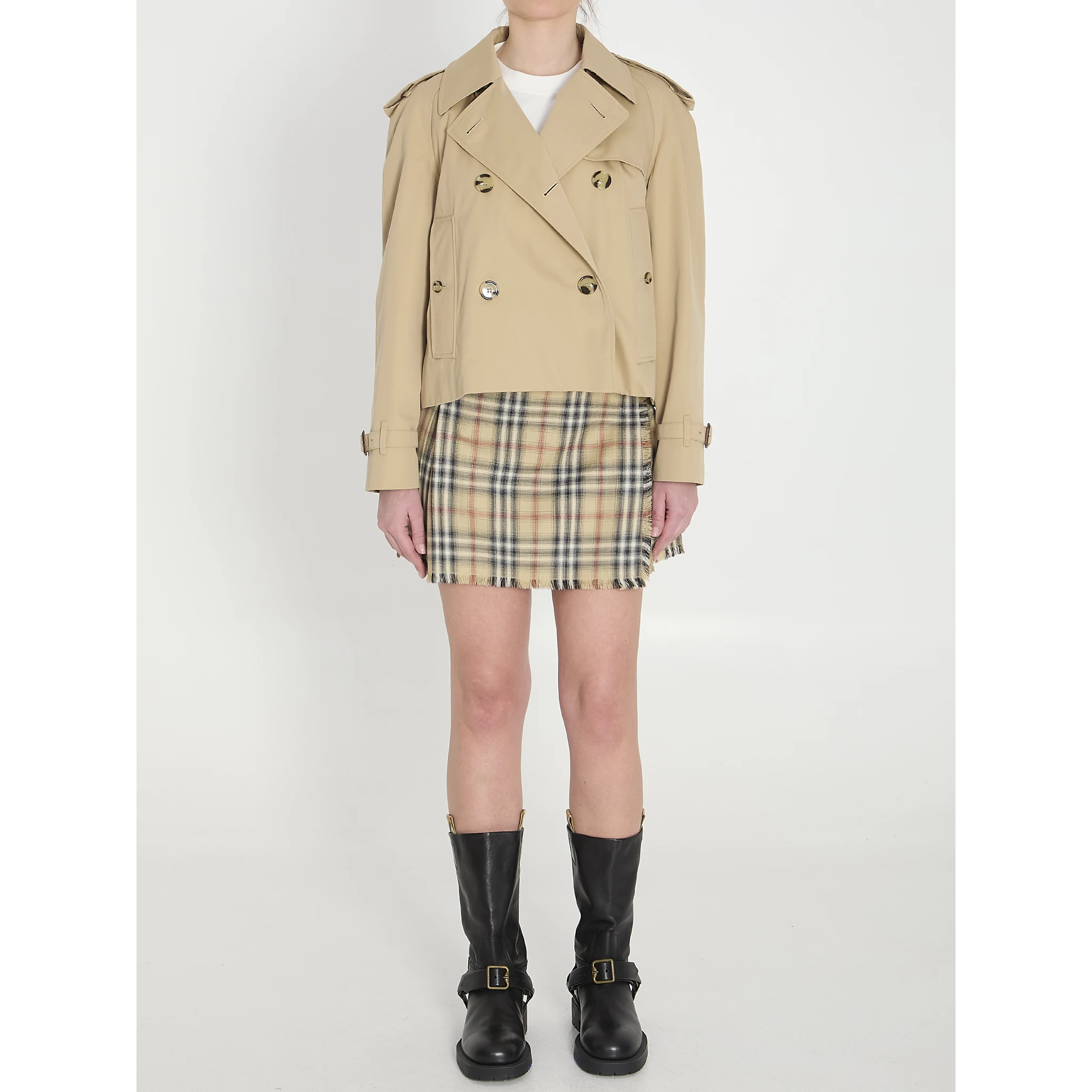 Cropped trench jacket in gabardine