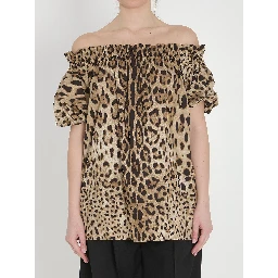 Leopard print poplin top