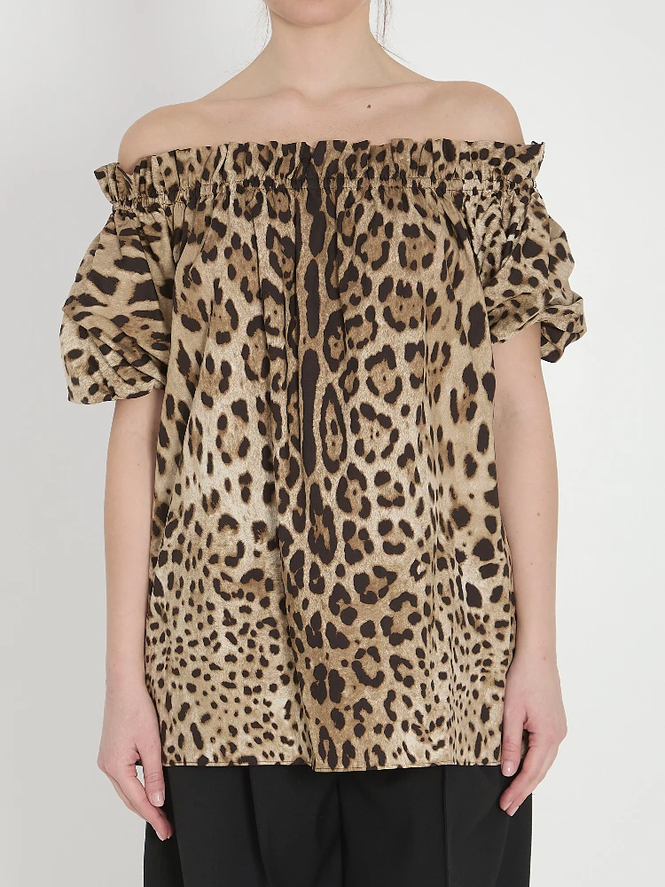 Leopard print poplin top