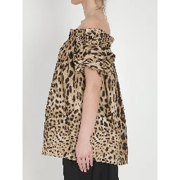 Leopard print poplin top