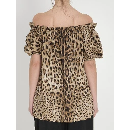 Leopard print poplin top