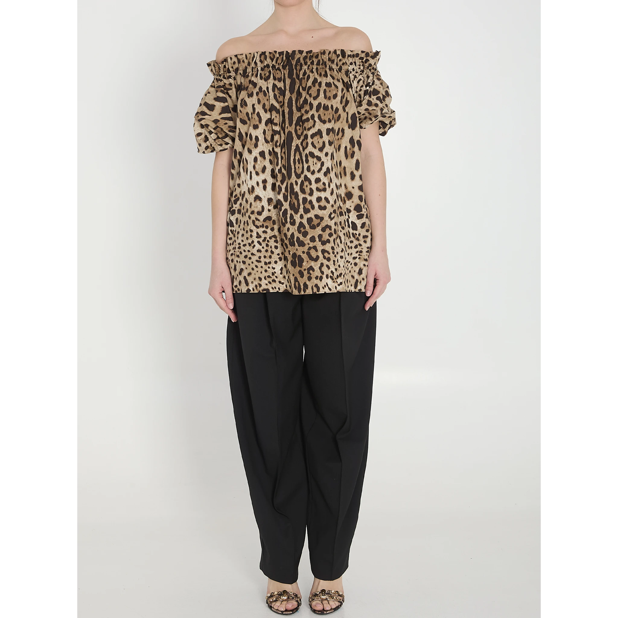Leopard print poplin top