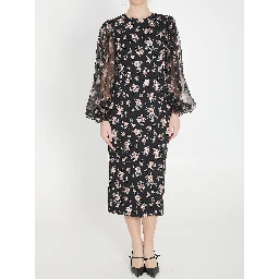 Vintage Rose print charmeuse dress