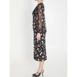 Vintage Rose print charmeuse dress