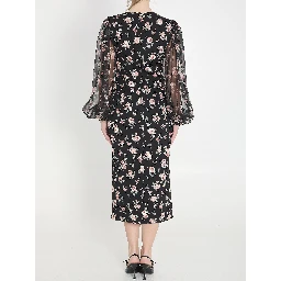 Vintage Rose print charmeuse dress