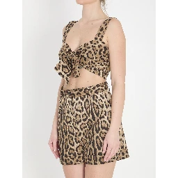 Leopard print poplin top