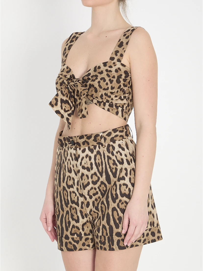 Leopard print poplin top