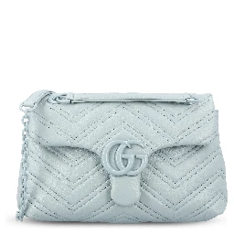 GG Marmont small shoulder bag in light/icy blue nappa leather