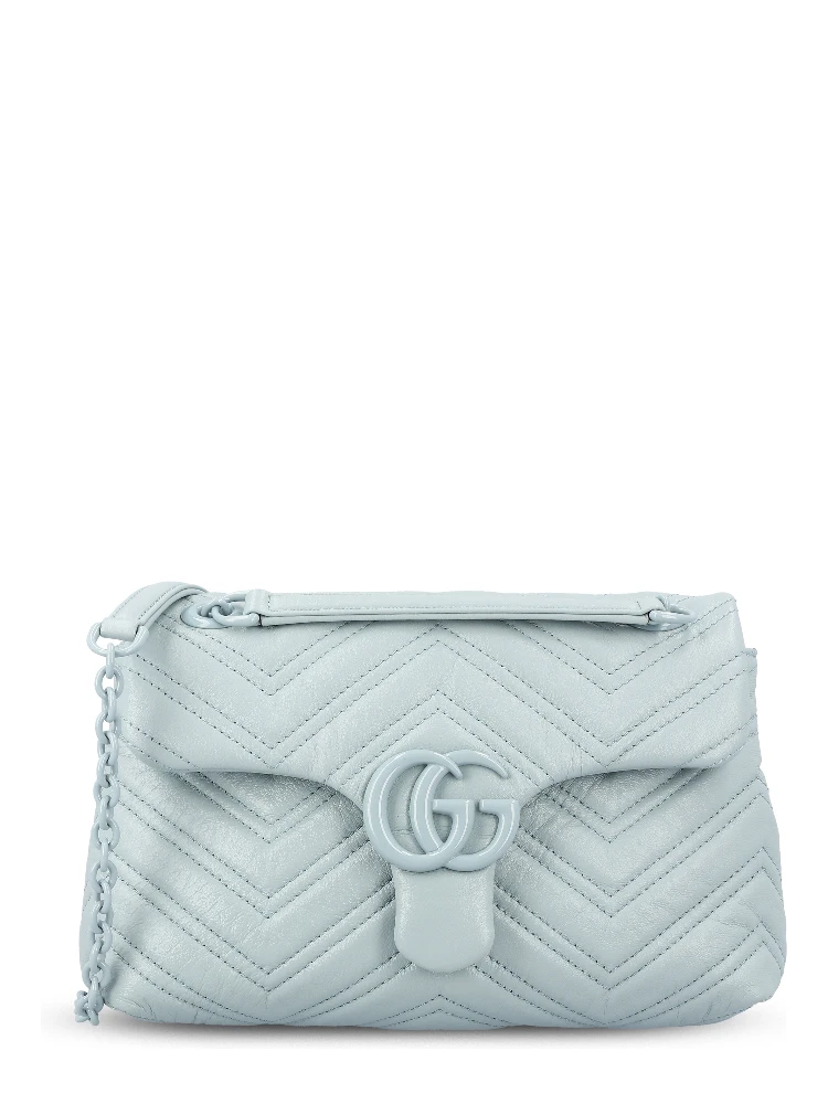 GG Marmont small shoulder bag in light/icy blue nappa leather