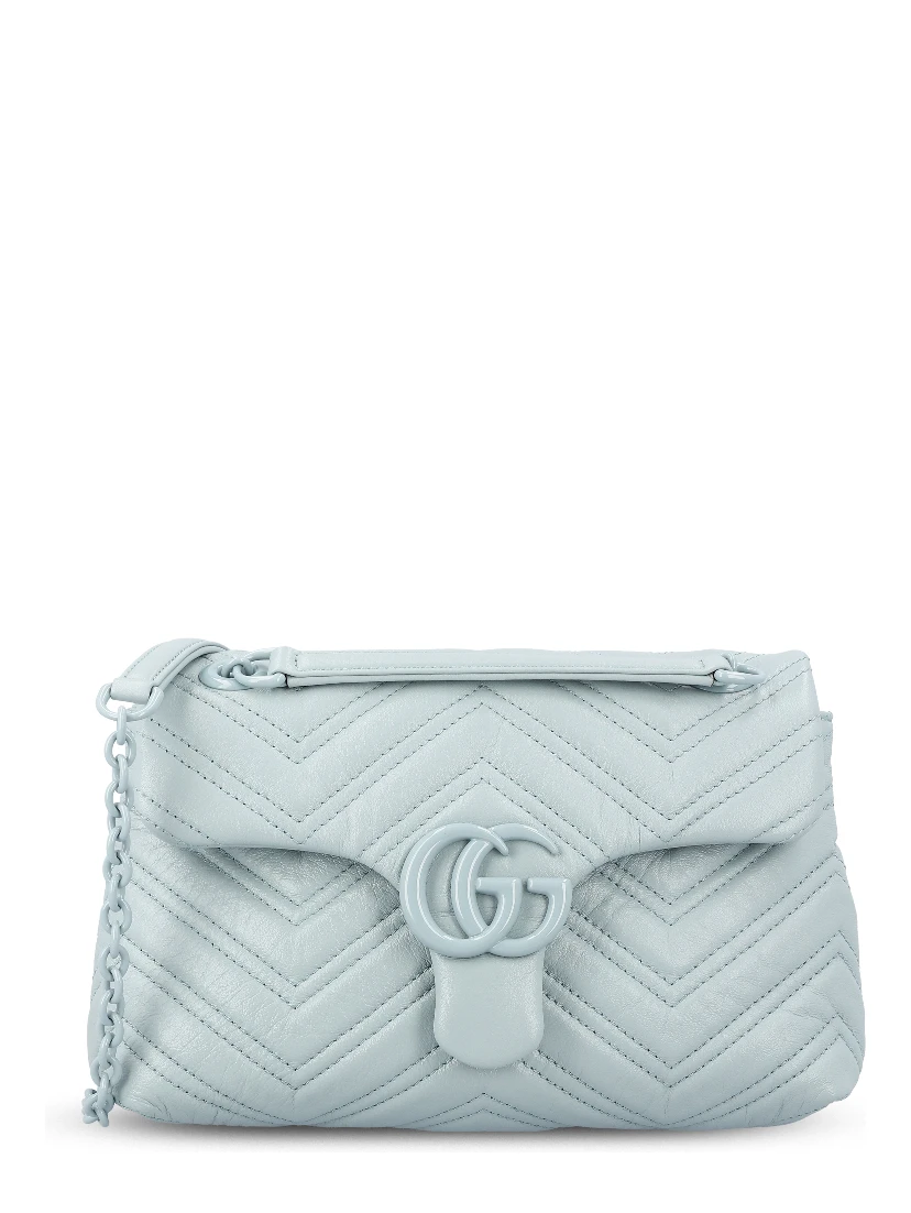 GG Marmont small shoulder bag in light/icy blue nappa leather