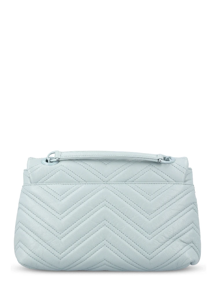 GG Marmont small shoulder bag in light/icy blue nappa leather alternative