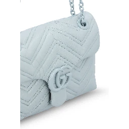 GG Marmont small shoulder bag in light/icy blue nappa leather