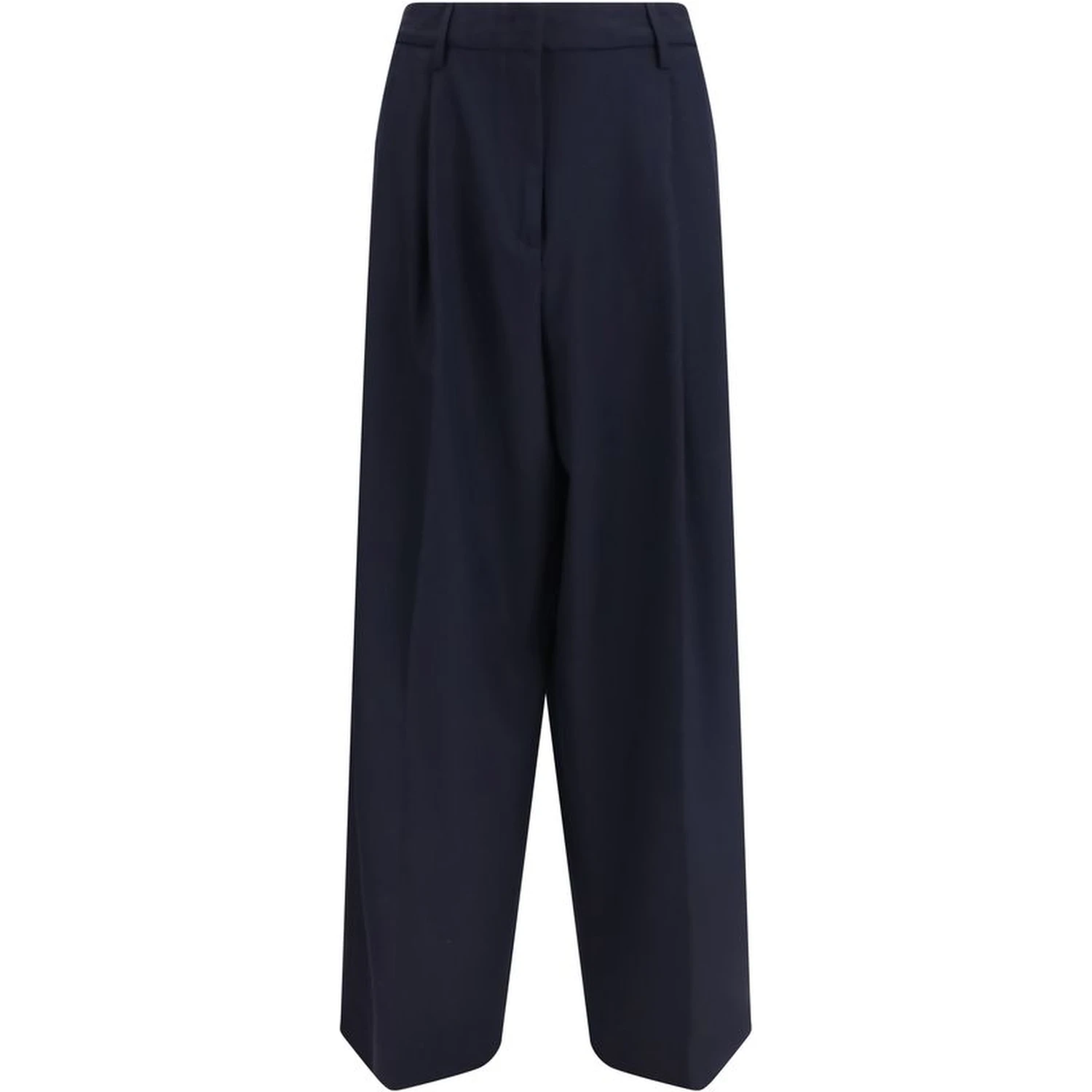 Blue Polyester Casual Pants