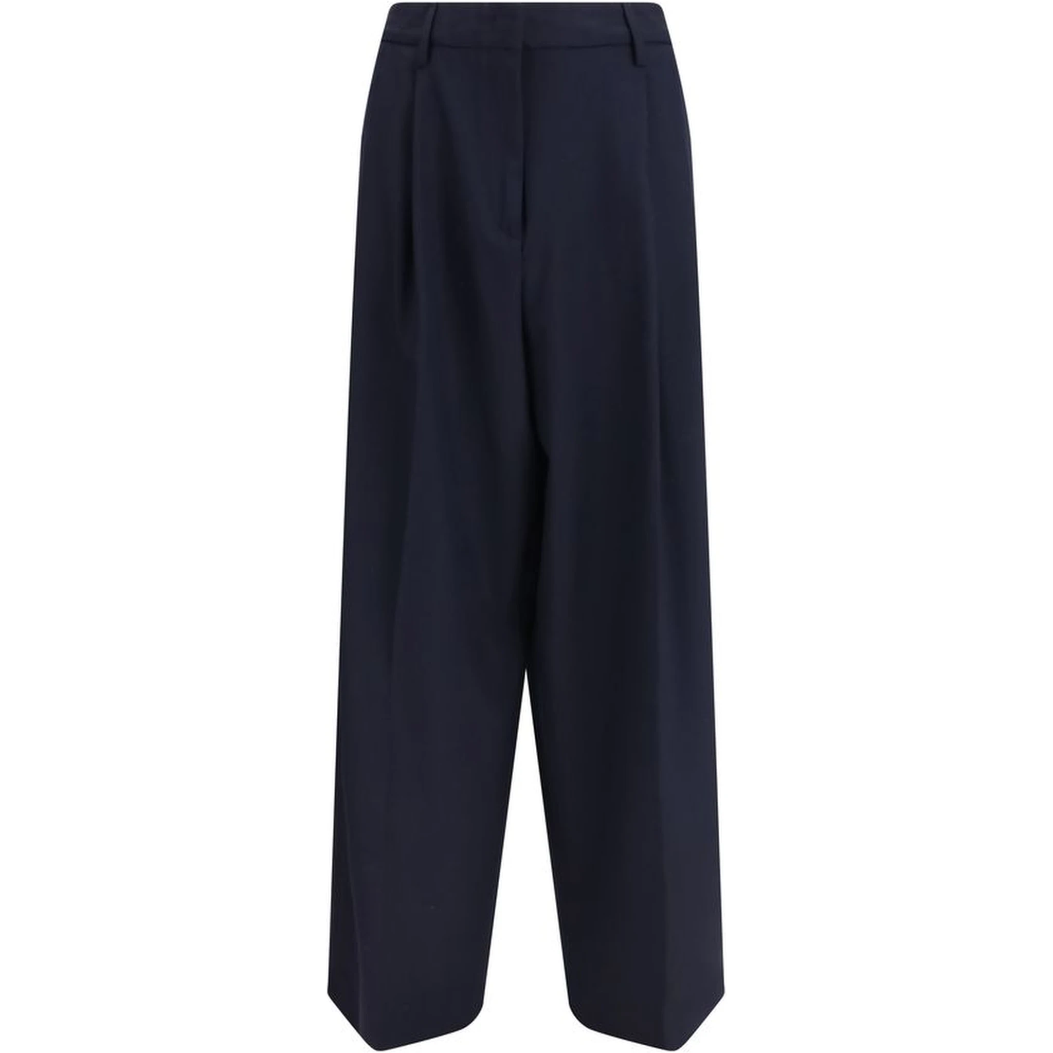 Blue Polyester Casual Pants