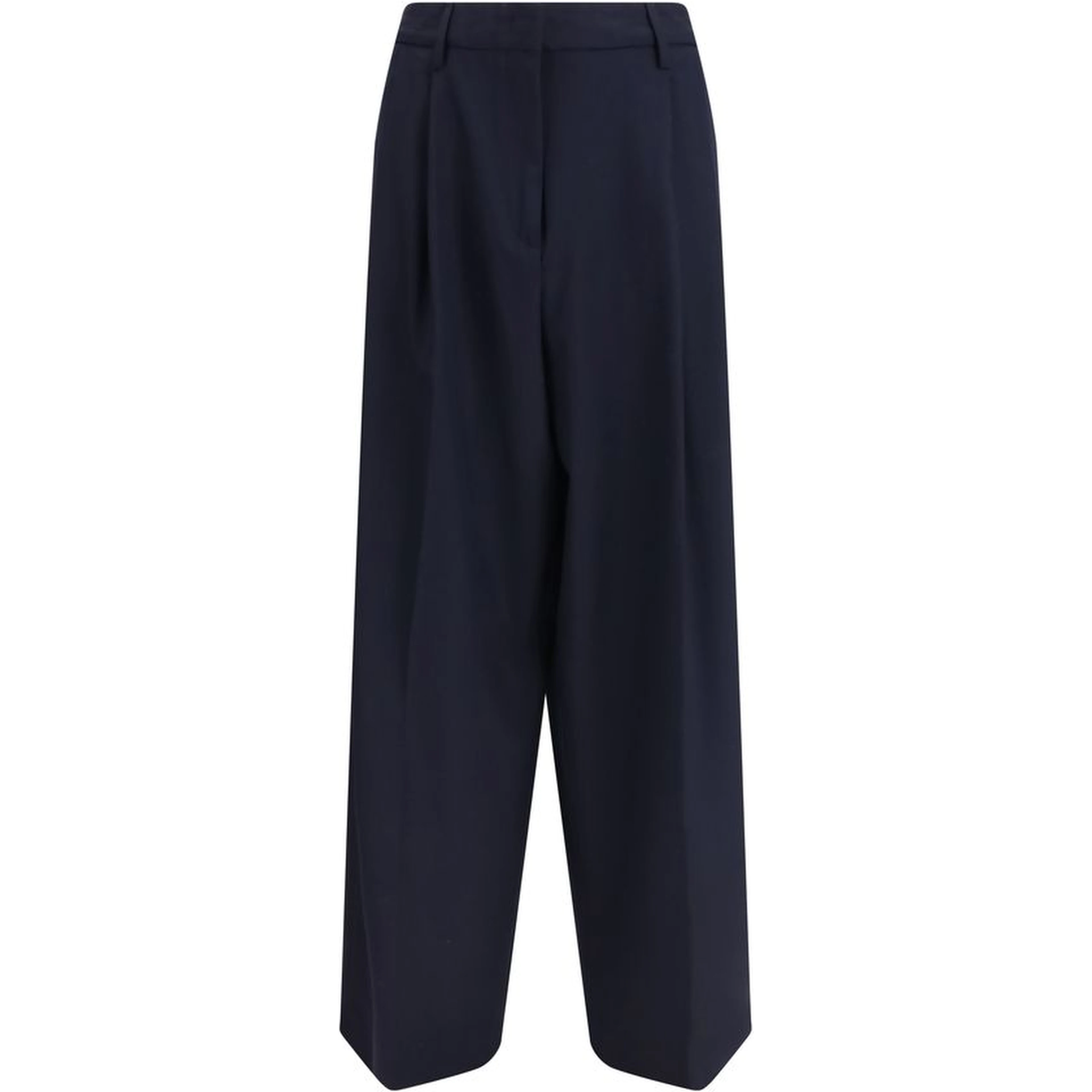 Blue Polyester Casual Pants