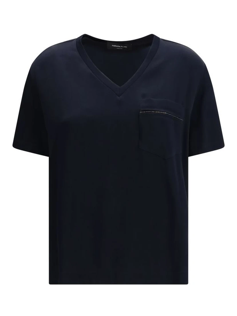 Blue Viscose T-Shirt