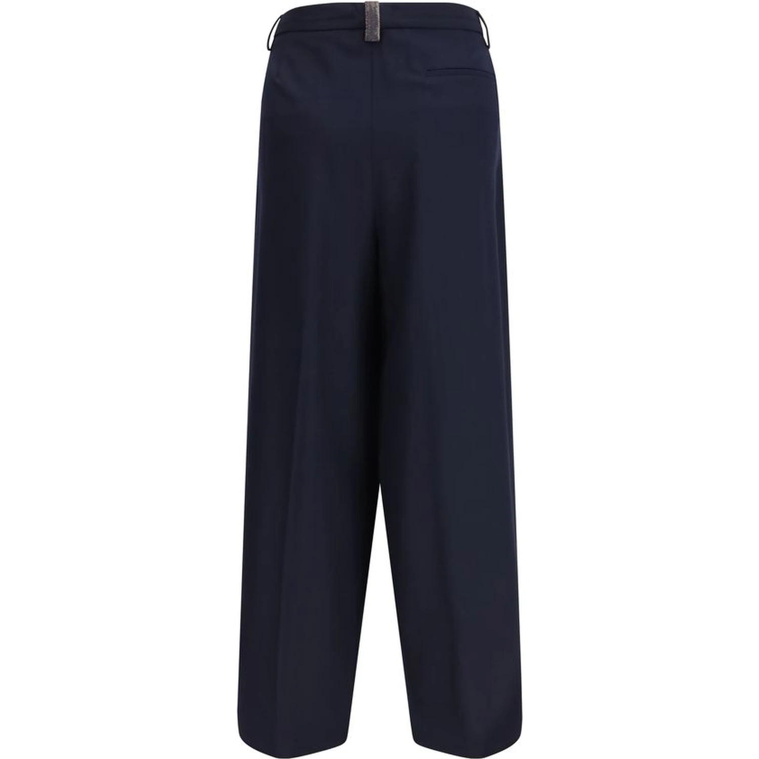 Blue Polyester Casual Pants