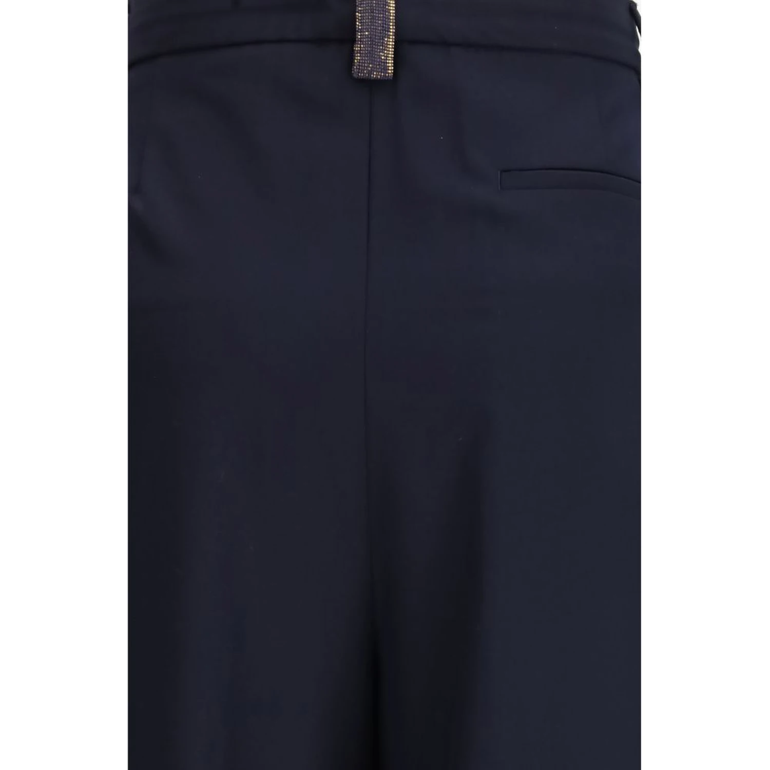Blue Polyester Casual Pants