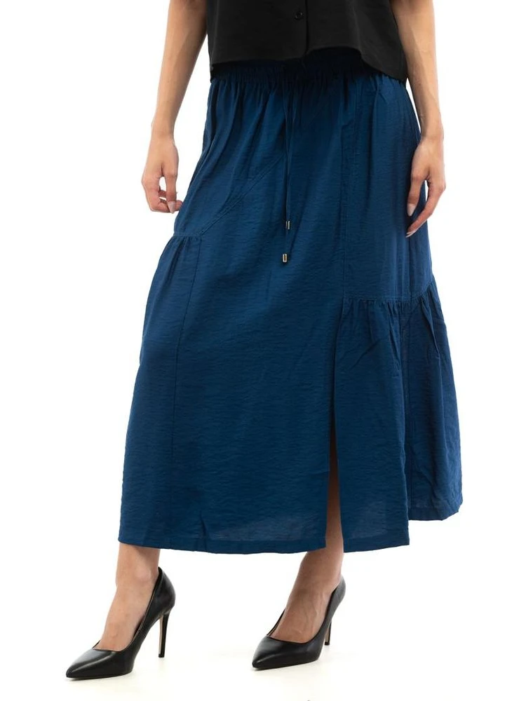 Blue Viscose Long Skirt