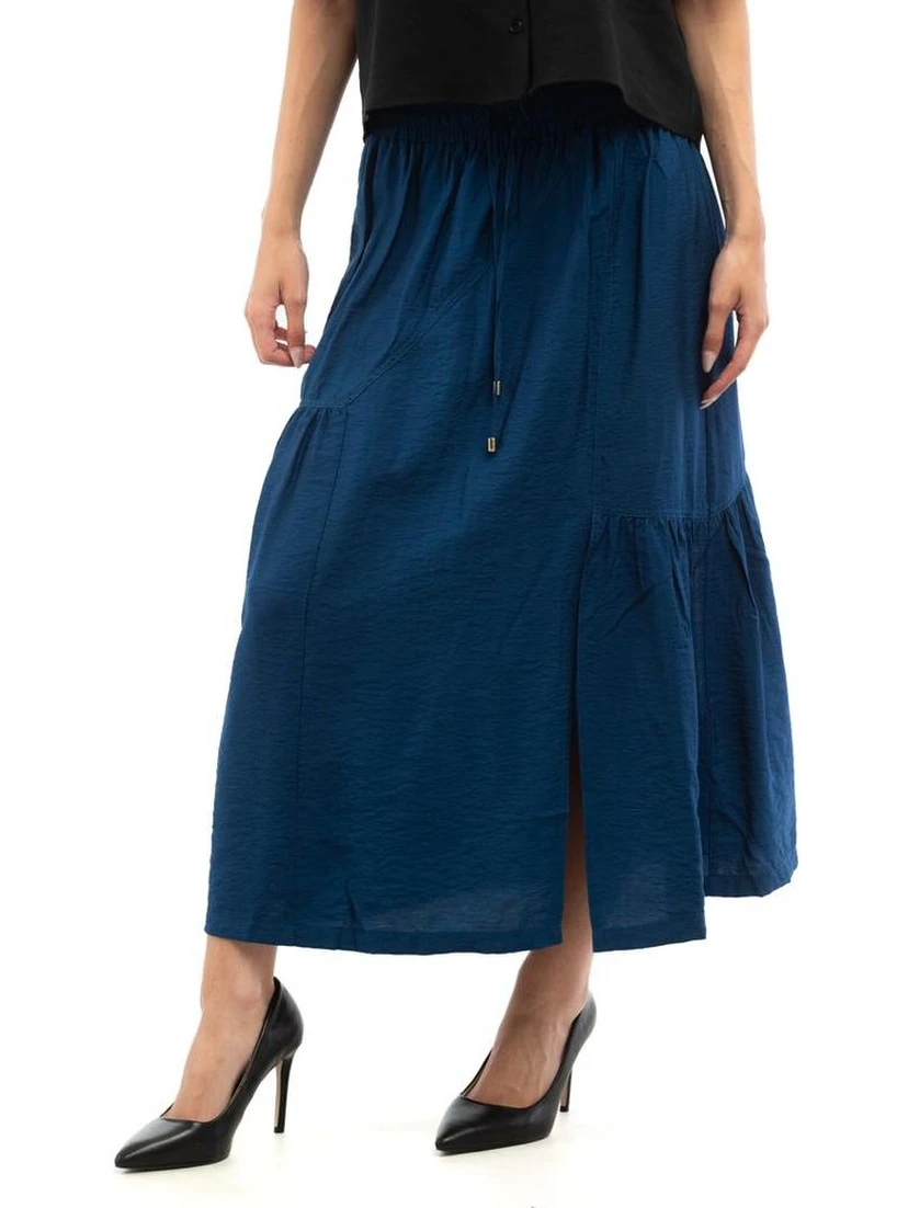Blue Viscose Long Skirt