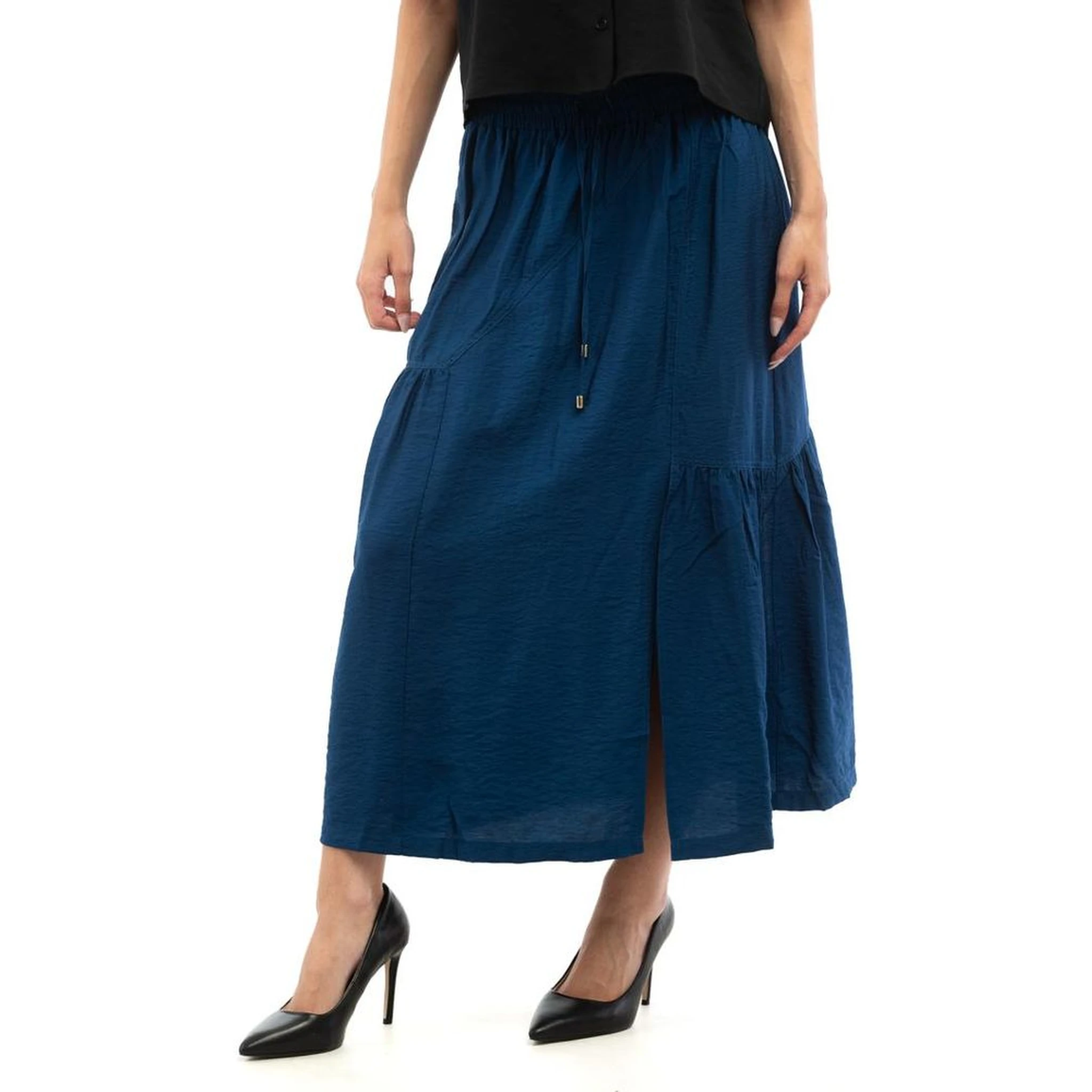 Blue Viscose Long Skirt