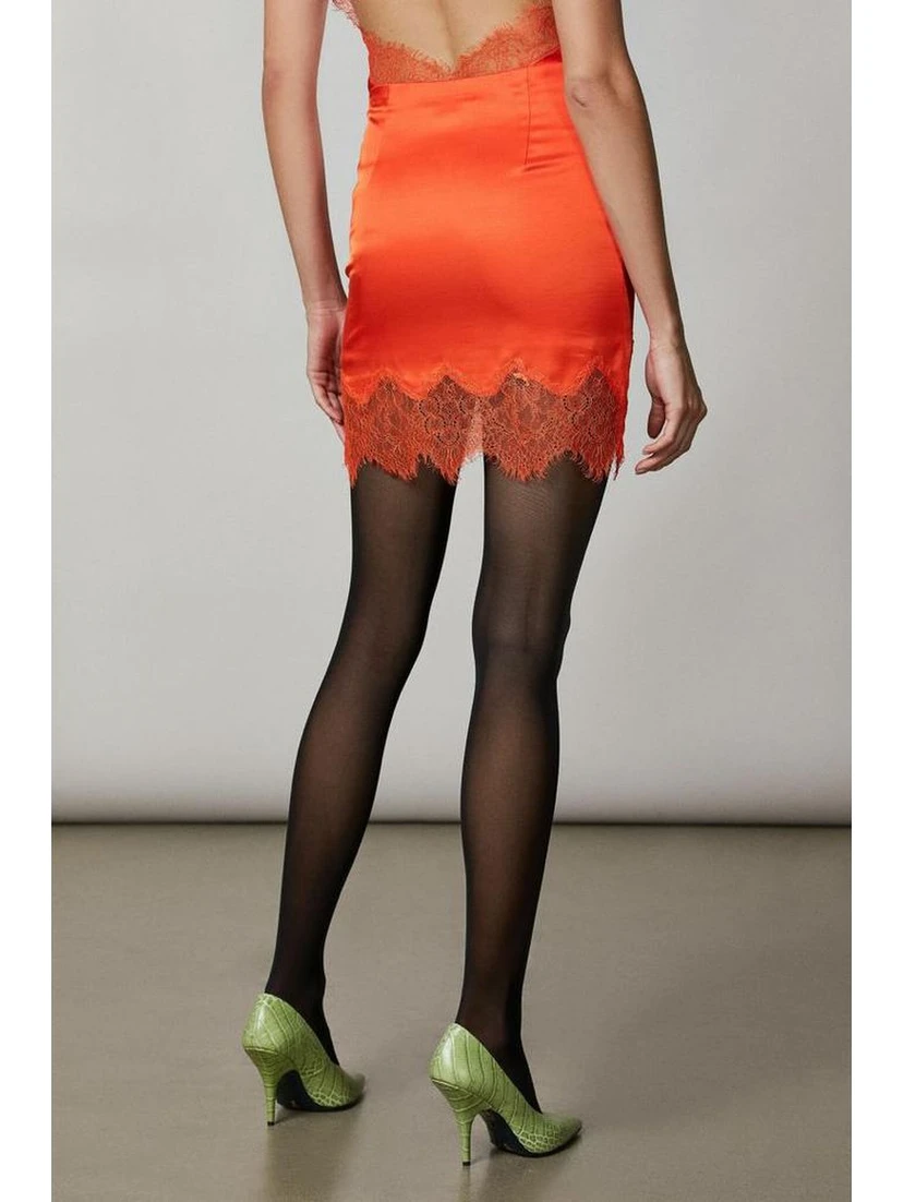 Orange Viscose Mini Skirt