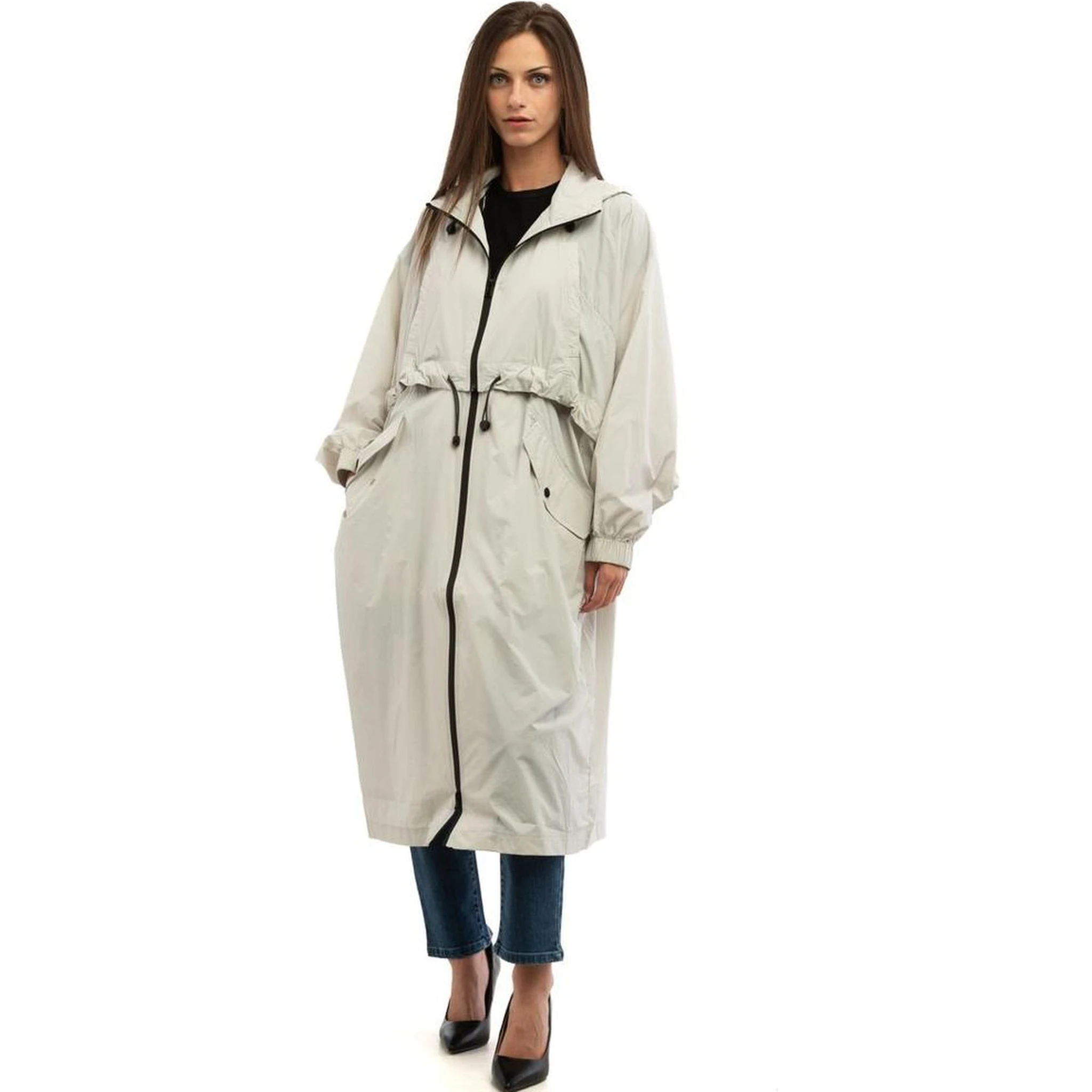 Gray Polyamide Rain Coat
