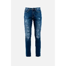 Blue Cotton Slim Fit Jeans