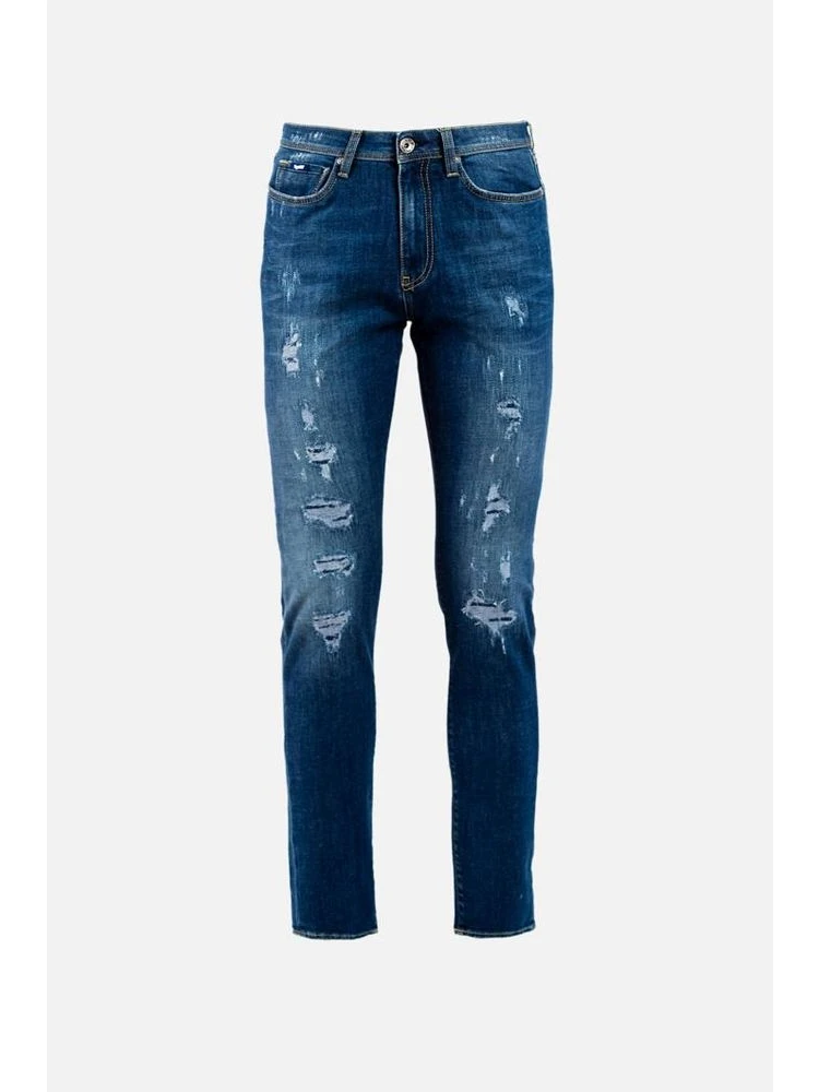 Blue Cotton Slim Fit Jeans