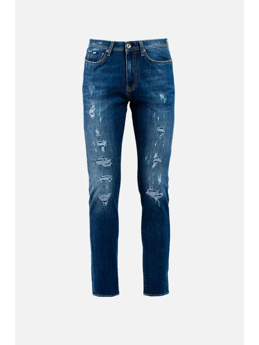 Blue Cotton Slim Fit Jeans