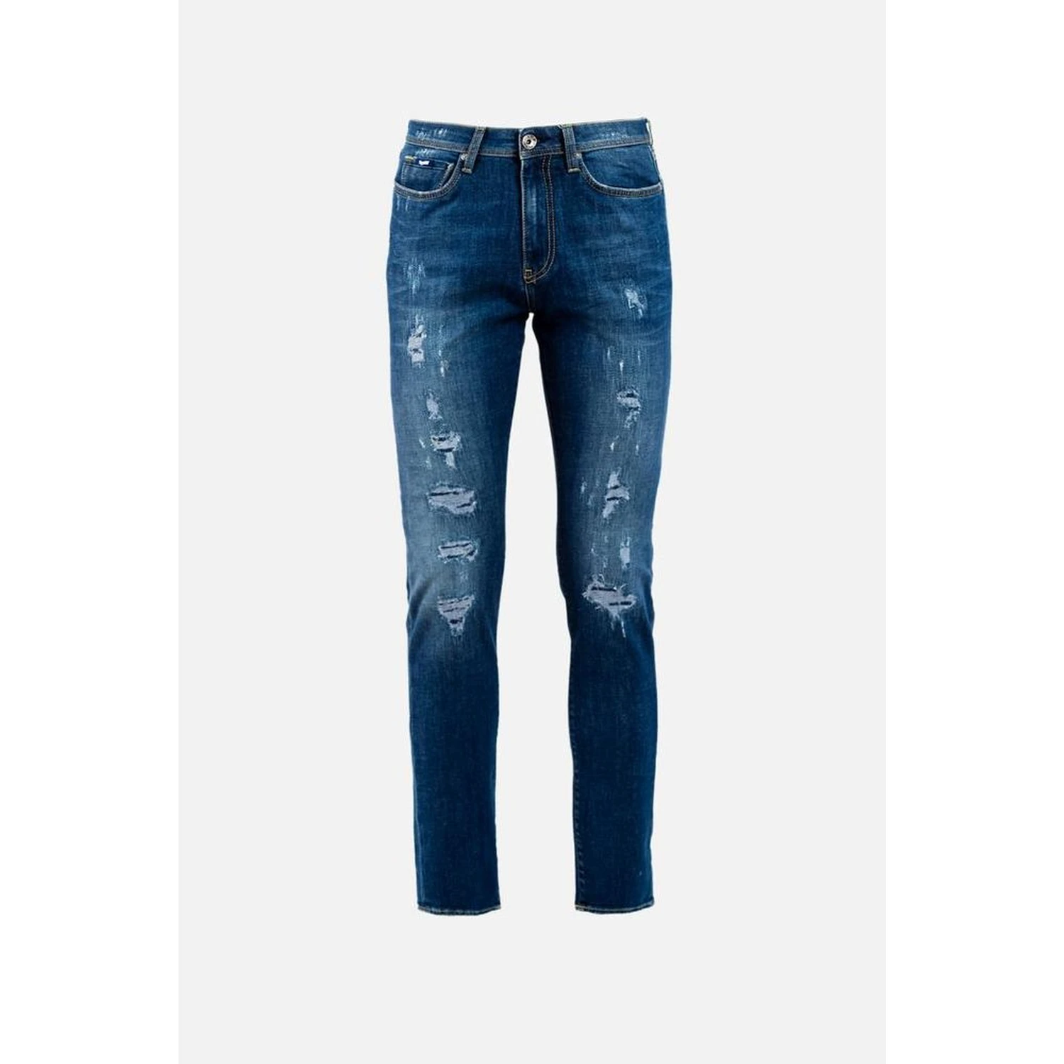 Blue Cotton Slim Fit Jeans