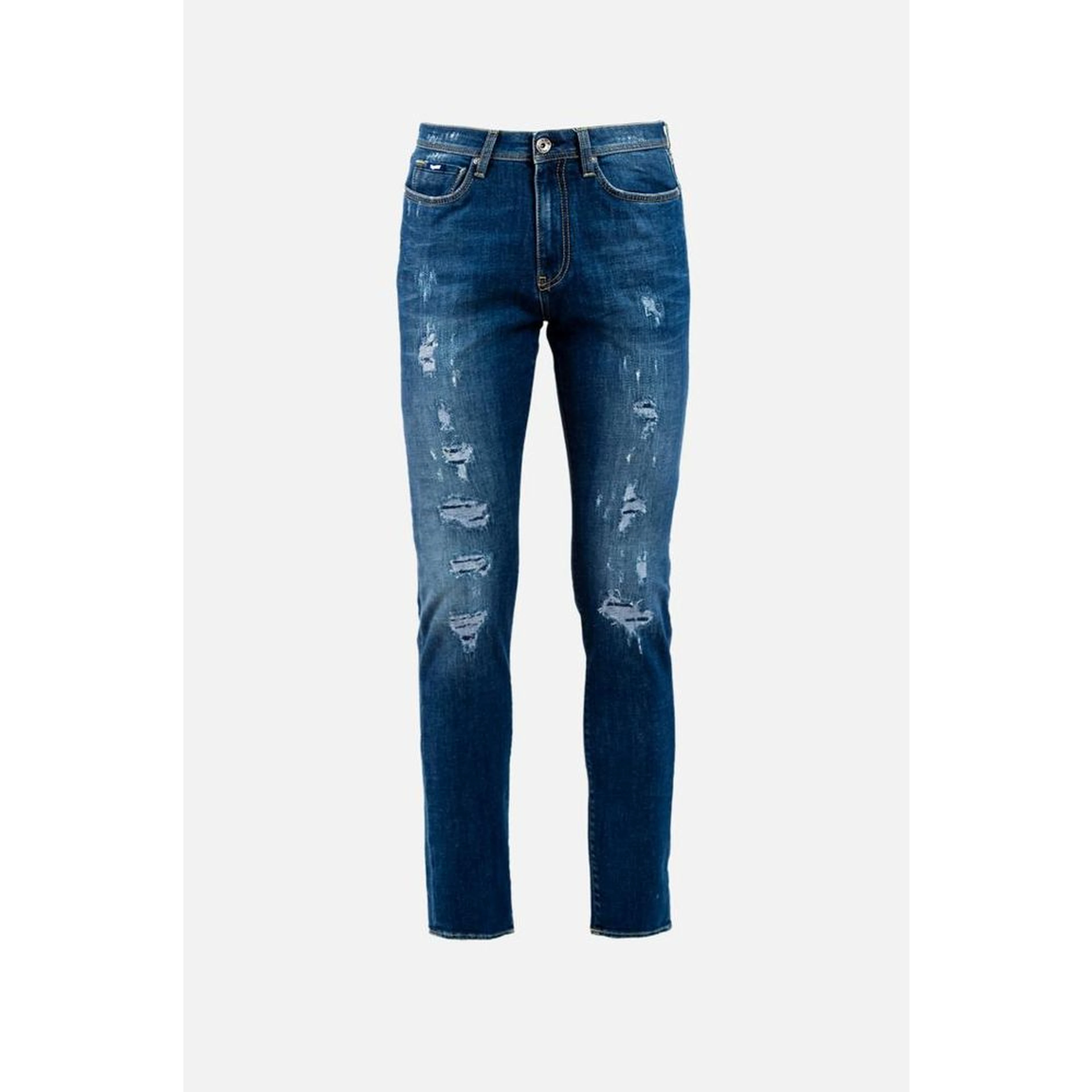 Blue Cotton Slim Fit Jeans