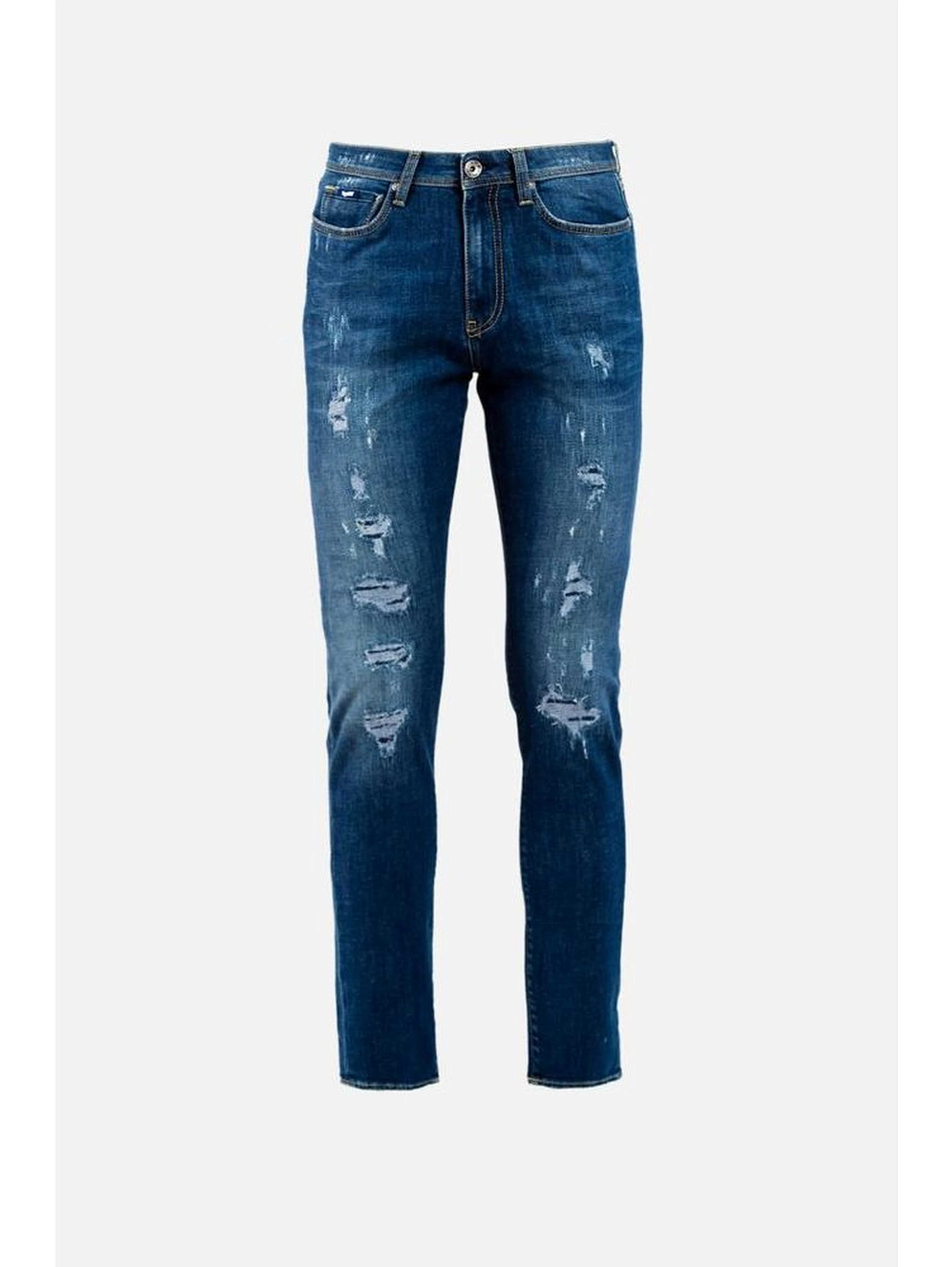 Blue Cotton Slim Fit Jeans