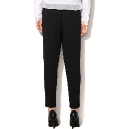 Black Polyester Casual Pants