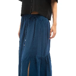 Blue Viscose Long Skirt